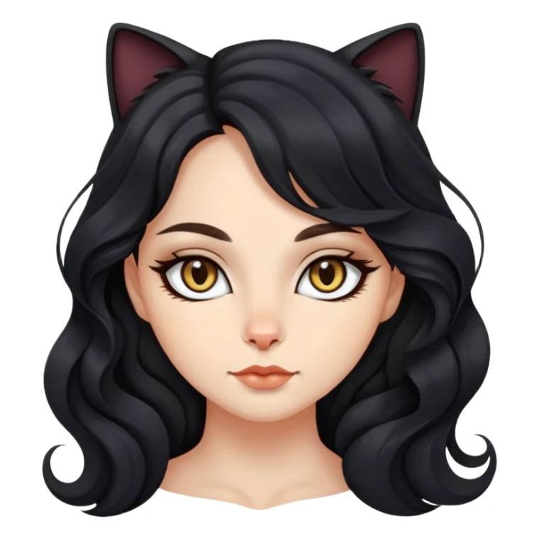 Cat eyes kemik gözlüklü siyah dalgalı uzun saçlı kadın sticker