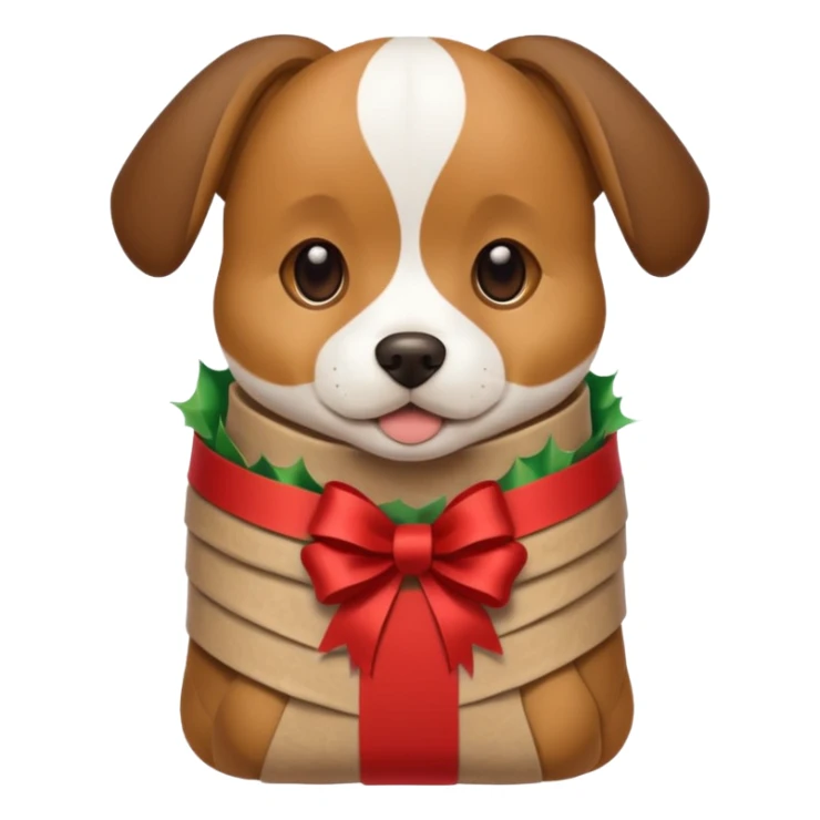 Dog in wrapped paper new yaer  sticker