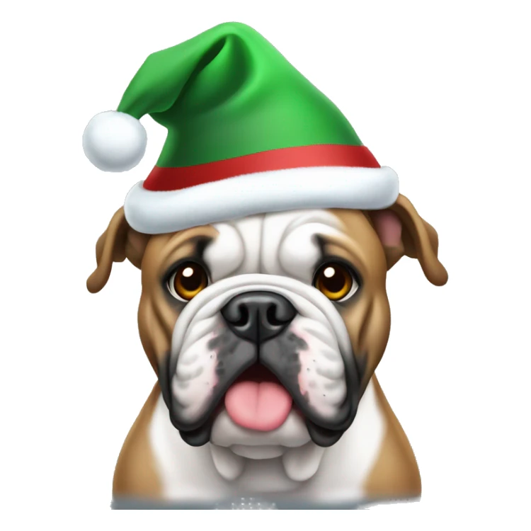 Black English bulldog in Christmas hat sticker