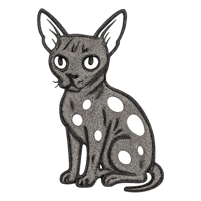 dark grey Canadian Sphynx cat with white spots sticker