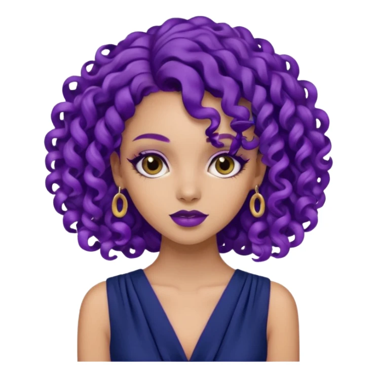 Fashion Model with Purple Curls, navy dress sticker
