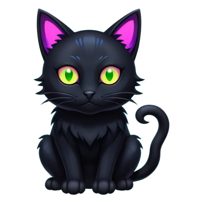 Black Dark Nocturnal Neon-glowing Abyssal Nightly Abyss-Cat-Fakémon Creature sticker