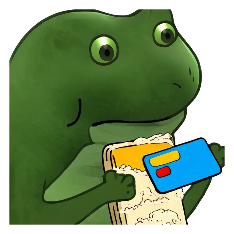 Happy Cat holding credit card and flour  sticker