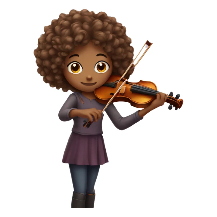 girl with curly hair playing violin sticker