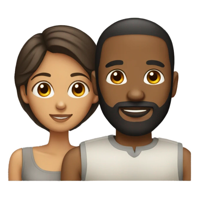 Couple black man with beard and mixed race woman sticker