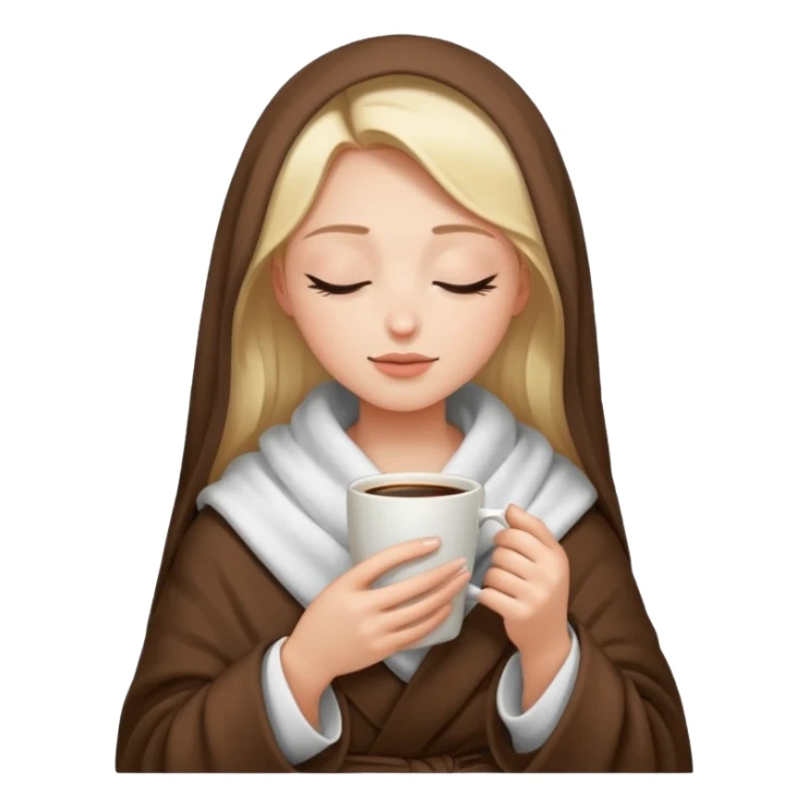 girl with white blanket and coffe and close eyes sticker
