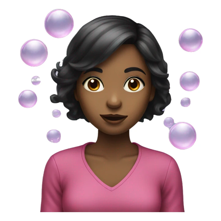 Black haired girl popping bubbles  sticker