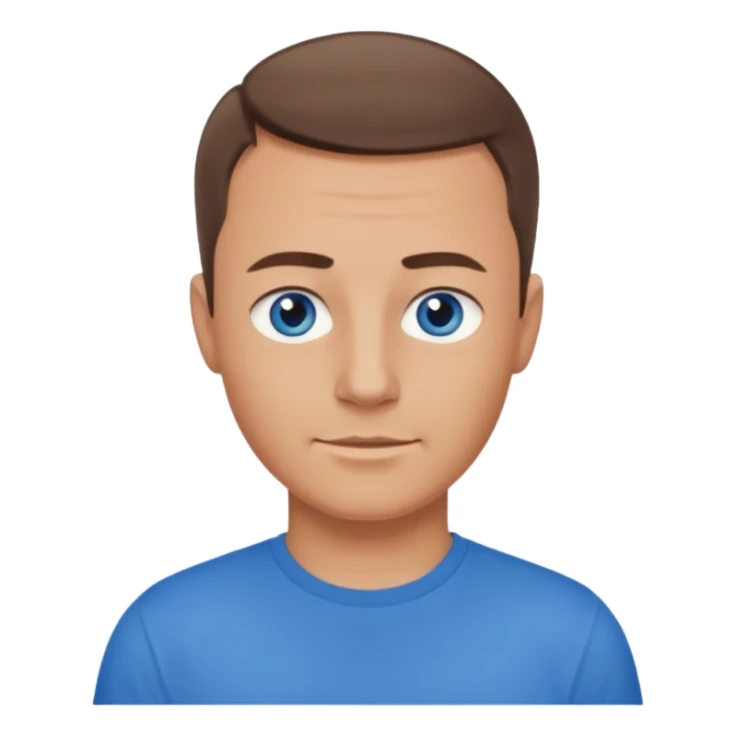 dad with very short shaved brown hair and blue eyes emoji sticker