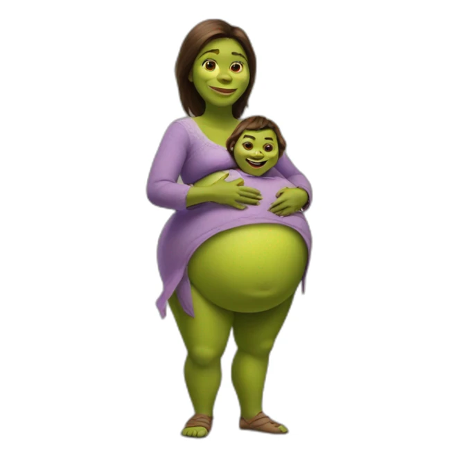 Shrek woman with big belly with kid inside of it sticker