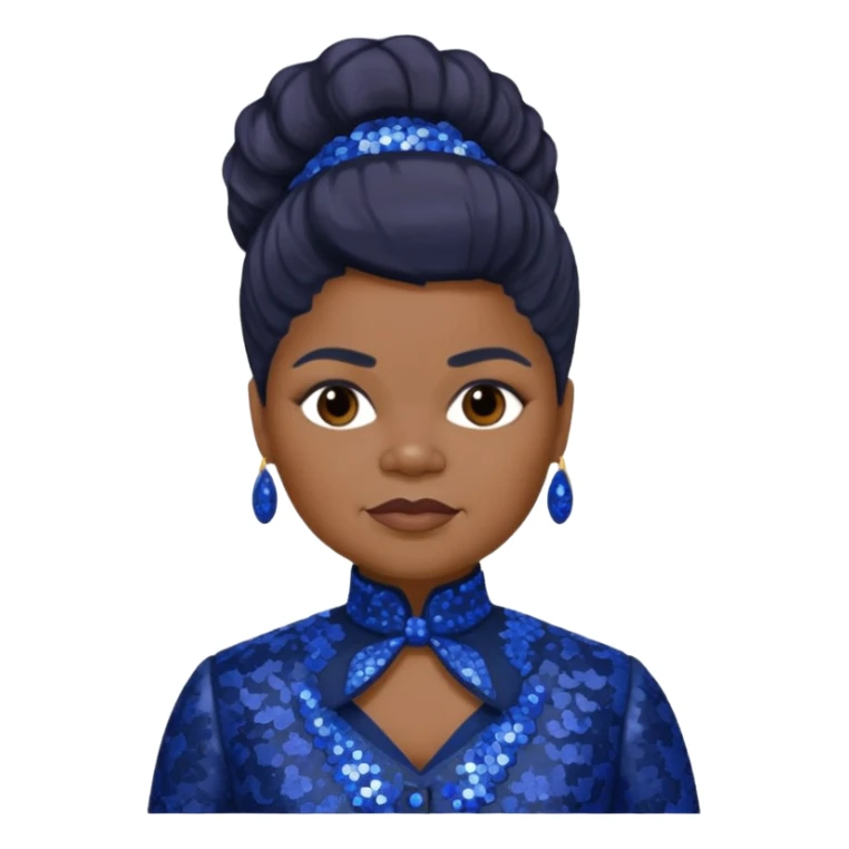 Ida B Wells with dark brown hair, indigo sequin outfit  sticker