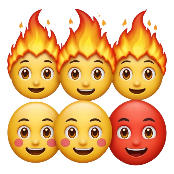 happy emoji + hot emoji + zany face + unamused sticker