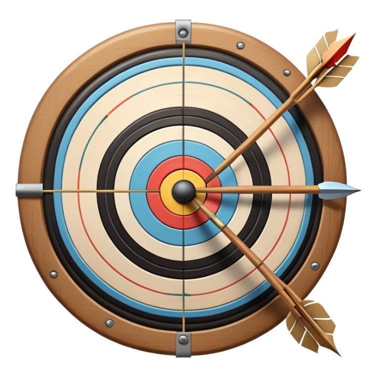 A bow with arrows drawn and ready, aimed at a target with concentric rings. The focus is on the elegance and precision of archery, with the target clearly visible in the background, symbolizing skill and concentration in the sport. sticker