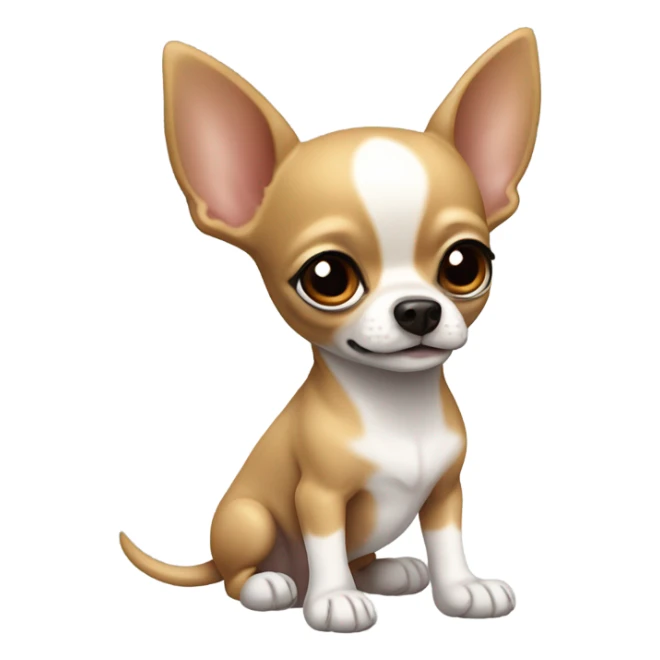 Little Chihuahua with a white stripe on forehead and big pointy ears and a little bit of white on chest and white feet going up to ankles  sticker