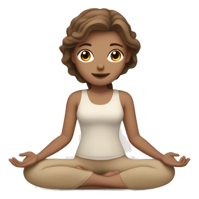 White Girl with brown hair doing yoga in beige tones  sticker