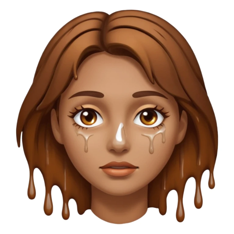 Brown Hair Woman , white paint , drip, face, hot sticker