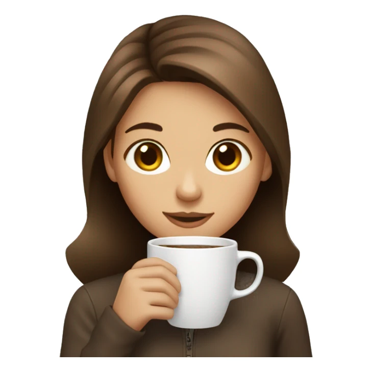 Girl with brown hair, drinking coffee sticker