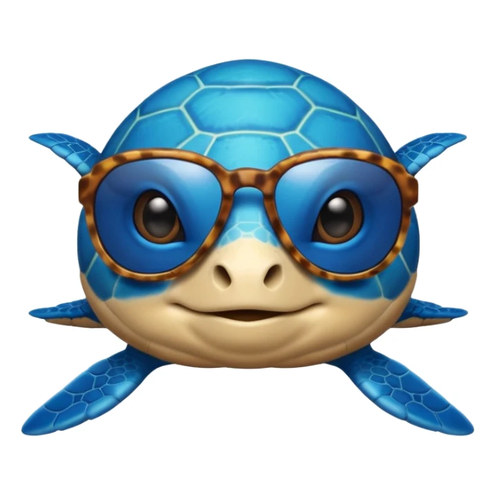 a big and cute blue  sea turtle wearing sun glasses  sticker