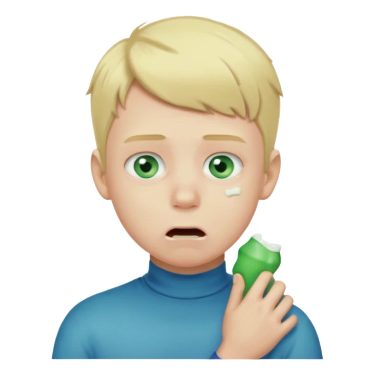 blonde boy with green/blue eyes choking himself sticker