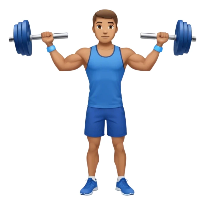man with blue shorts doing side-lateral raise (T pose) with light dumbbells sticker
