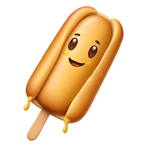 Minimalist corn dog emoji with gentle colors sticker