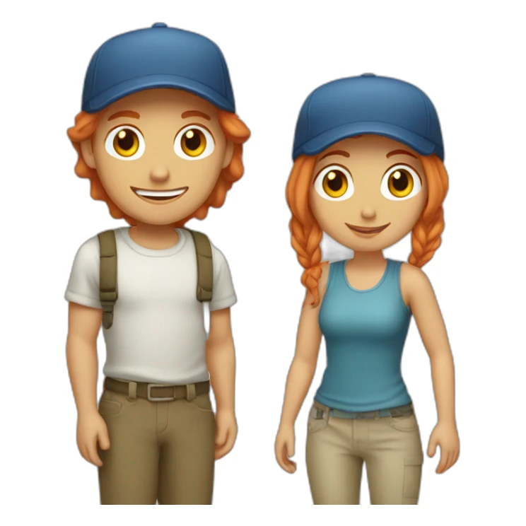 couple boy blond with cap and woman redhair sticker
