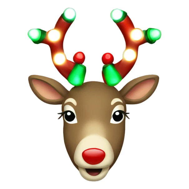 Reindeer with red, green, & white vintage Christmas lights  sticker