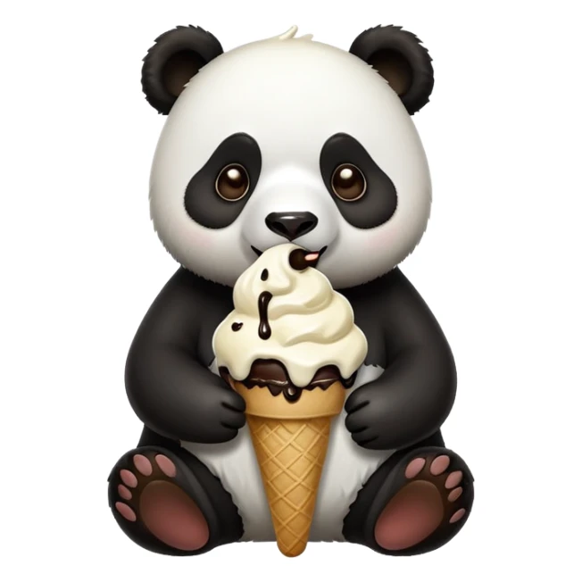 Panda eating ice cream sticker