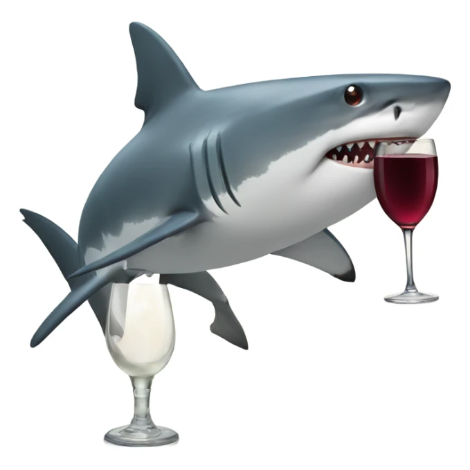 Shark drinking a glass of wine sticker