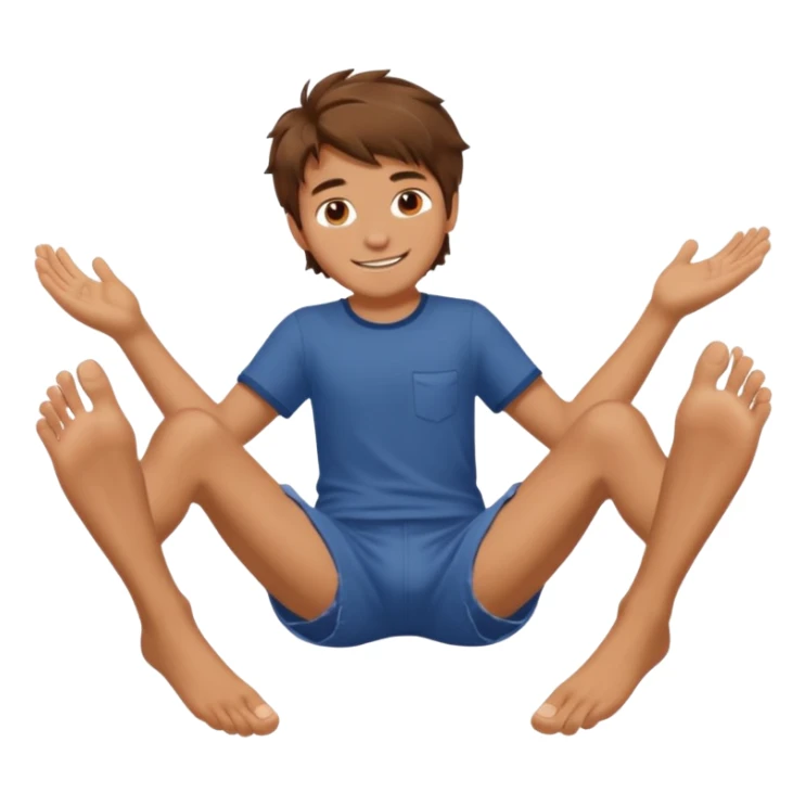 barefooted boy with messy hair spreading his legs  sticker