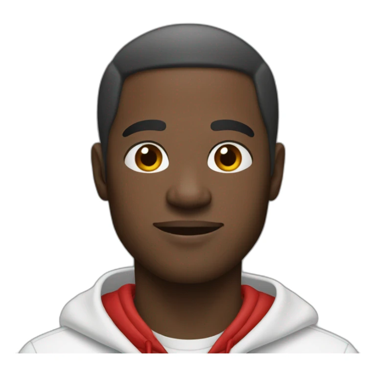 black man in white collared shirt and red hoodie sticker