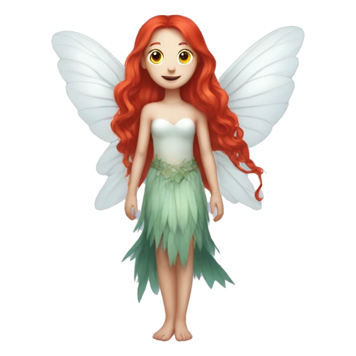 a white skin fairy, long red hair and wings sticker