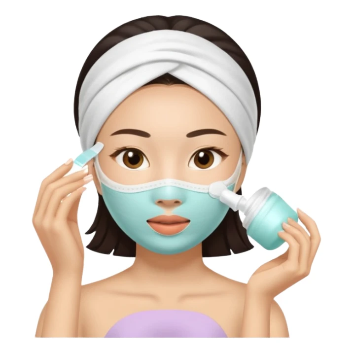 Asian women doing facial mask beauty sticker