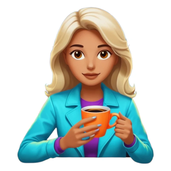 Woman with coffee , coffe shop with  neon glow, Midnight Wander. negative transparency . sticker