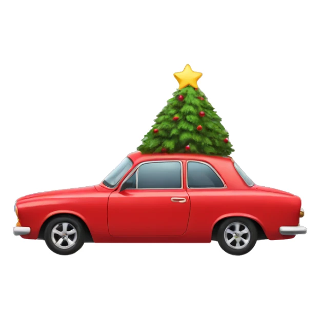 Red car with christmas tree on the top sticker
