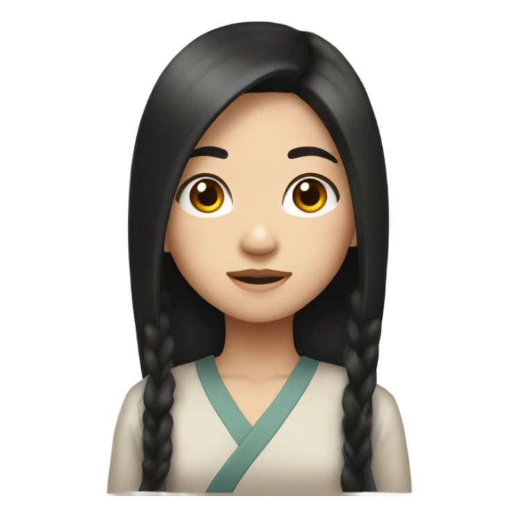 east asian girl with long black hair sticker