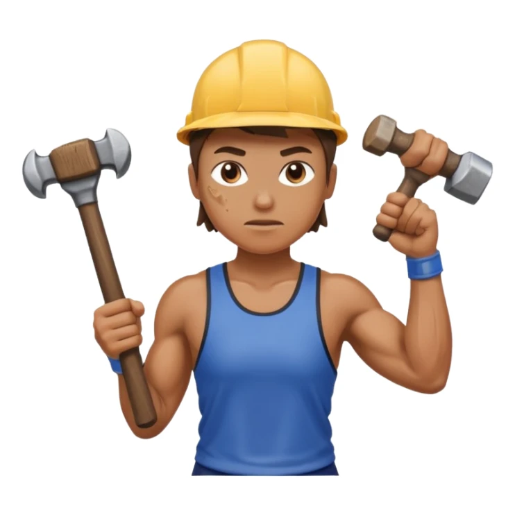 An emoji representing the ironman challenge event long-distance marathon for an mmorpg player who crafts everything themselves the hard way, and does not buy or sell items in-game. sticker
