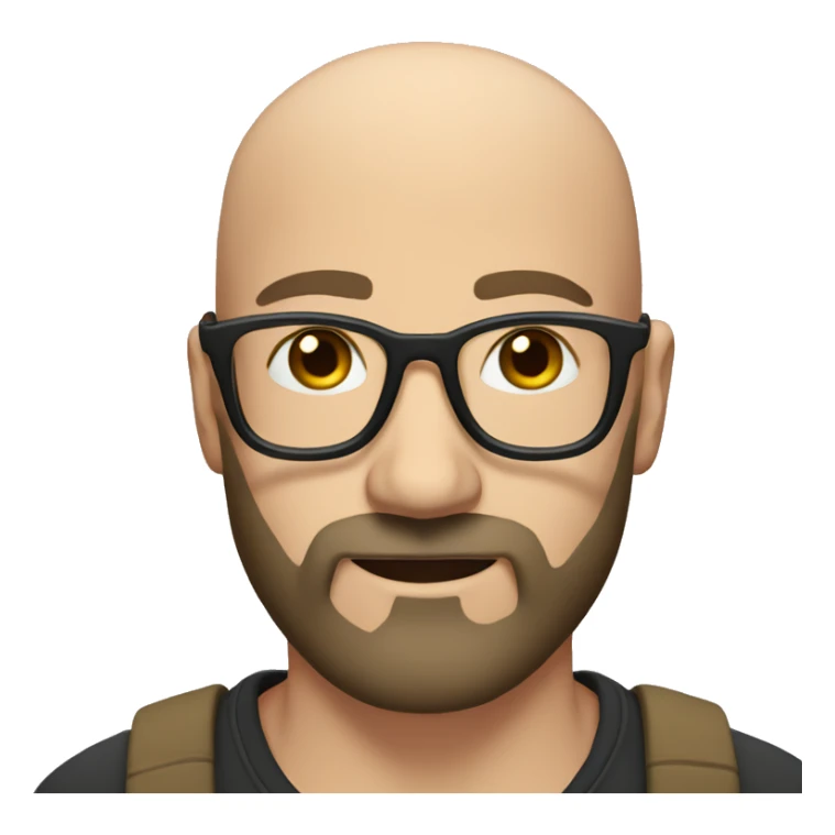 Bald man with black beard and in glasses  sticker