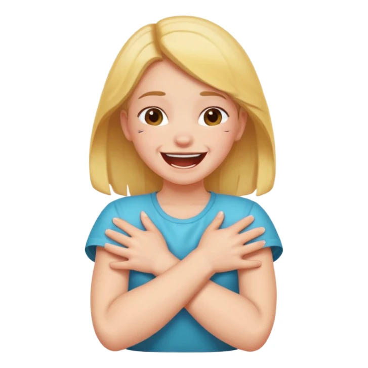 Girl arms crossed choking herself laughing sticker