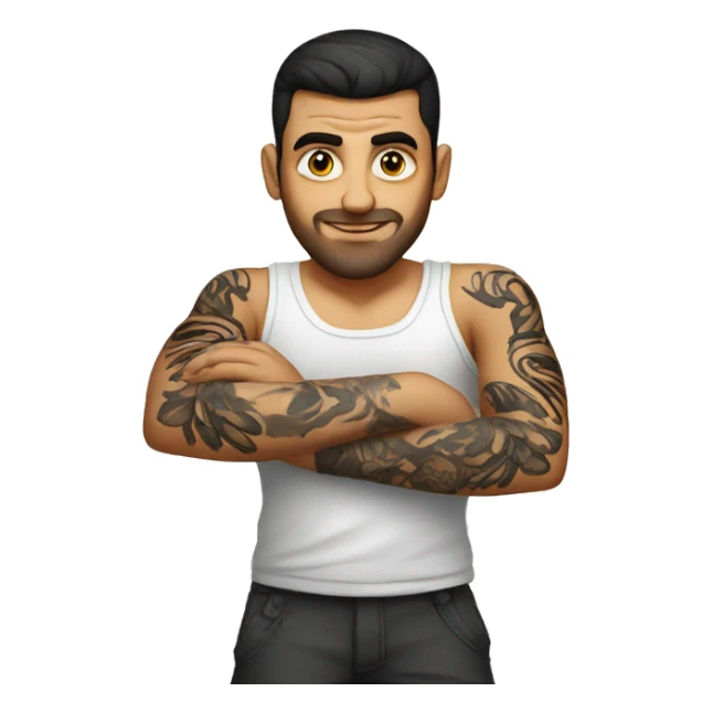 an albanian guy with a tattoo of a 2-headed eagle on his arm sticker