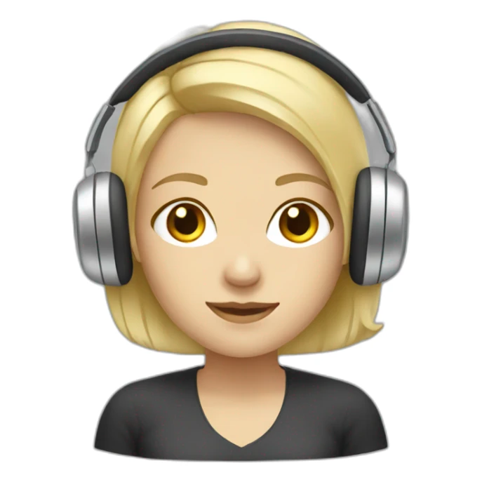 blonde women with headphones for live support sticker