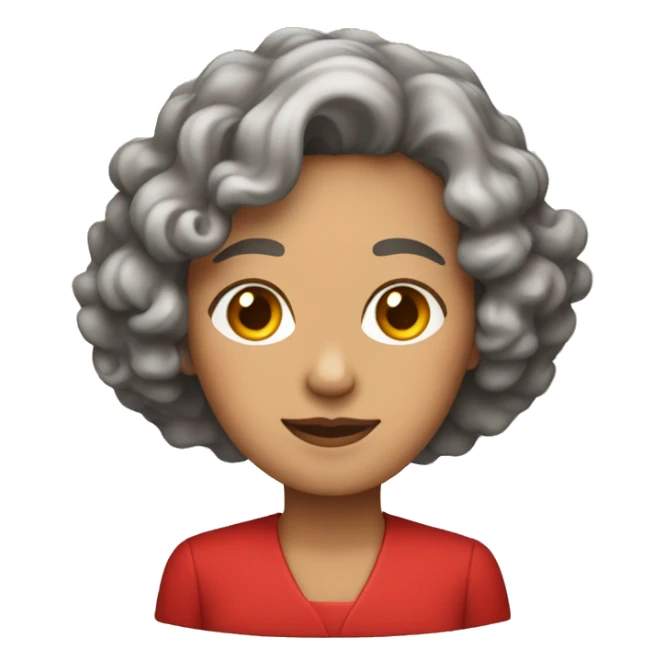 midde aged woman with curly bob hair and red elegant clothes sticker