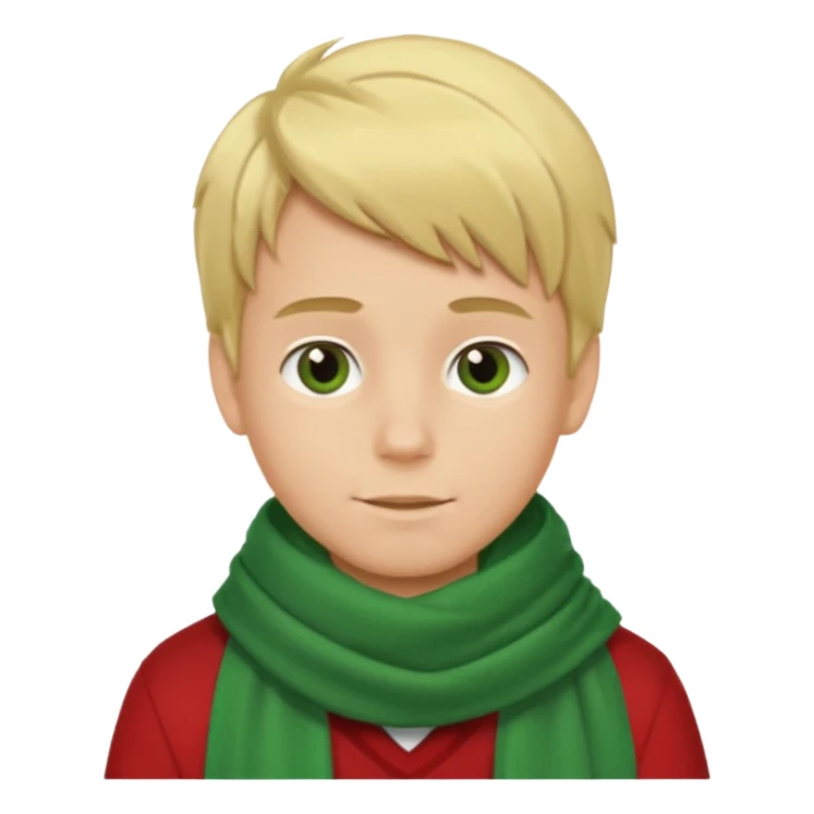 blonde hair boy, green scarf sticker