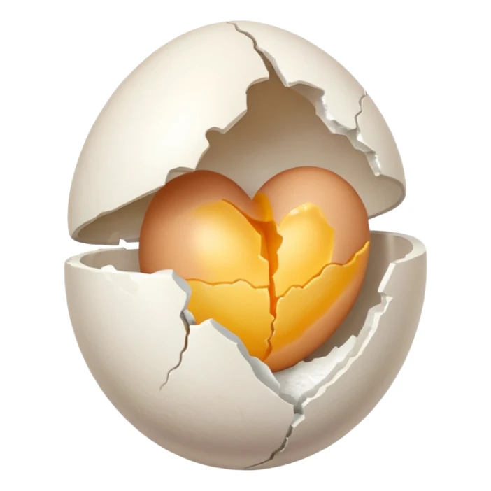 heart made out of an egg sticker