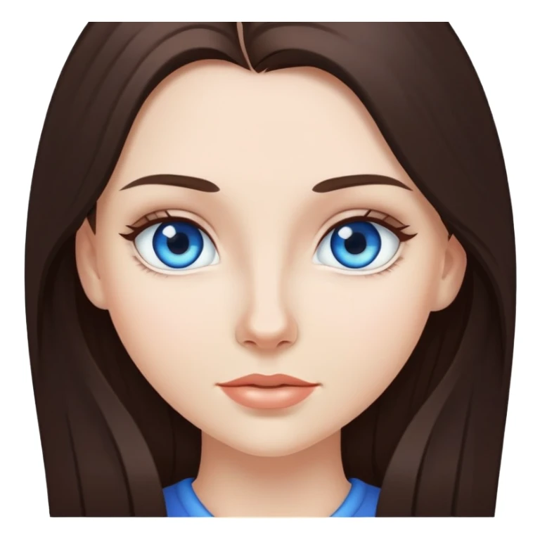 White girl with long dark brown hair and blue eyes sticker