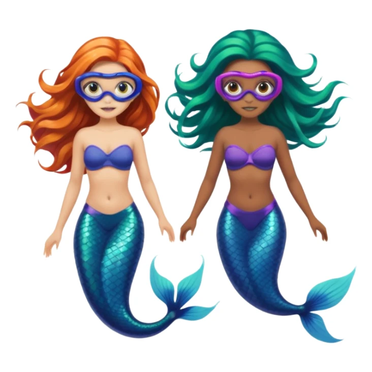 2 mermaids with snorkel mask free diving  sticker