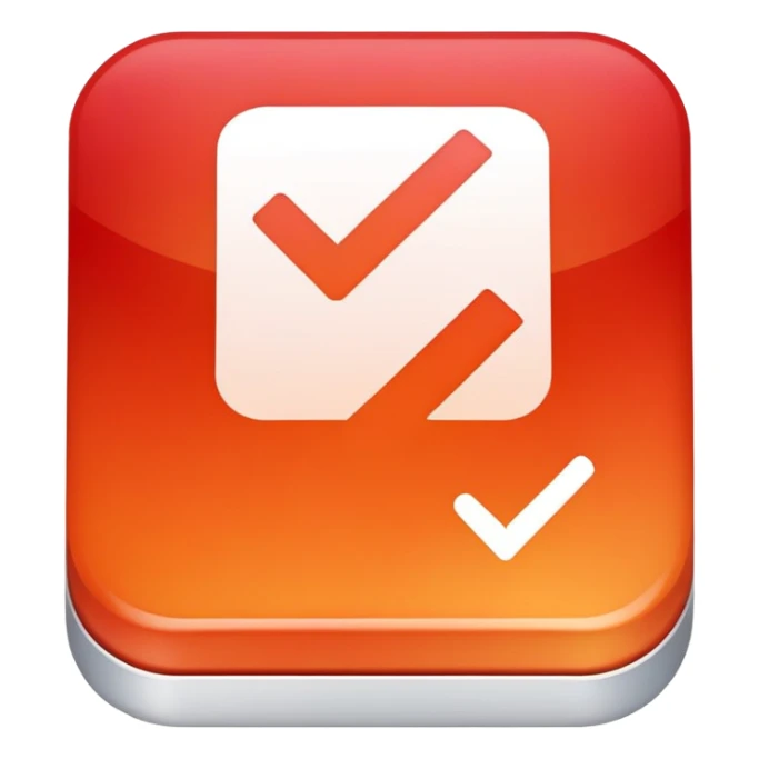 checkbox with a white checkmark over top of a red-to-orange gradient sticker