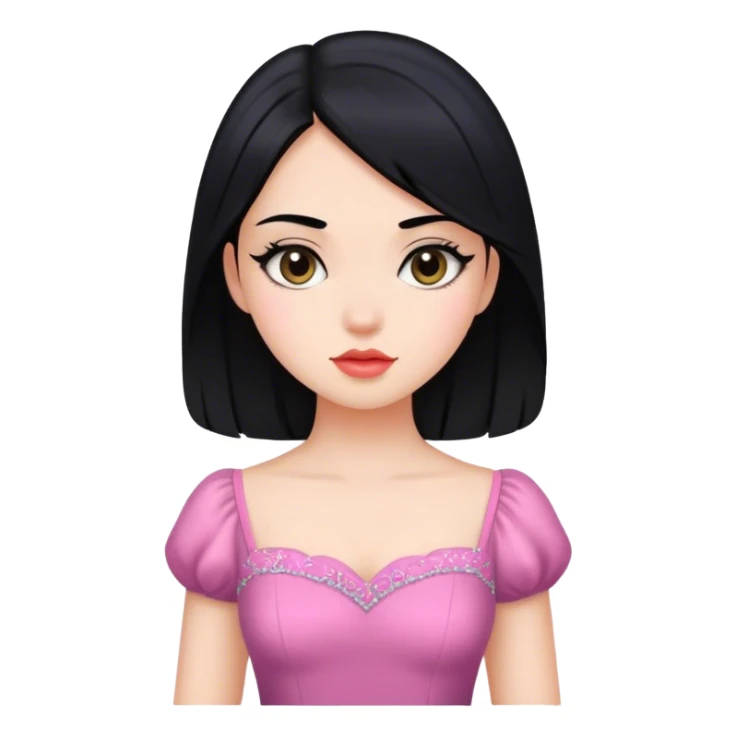 girl black hair beautiful dresses sticker