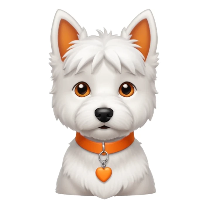 Cute Boy Westie with an orange collar and bone shaped name tag white short ears sticker