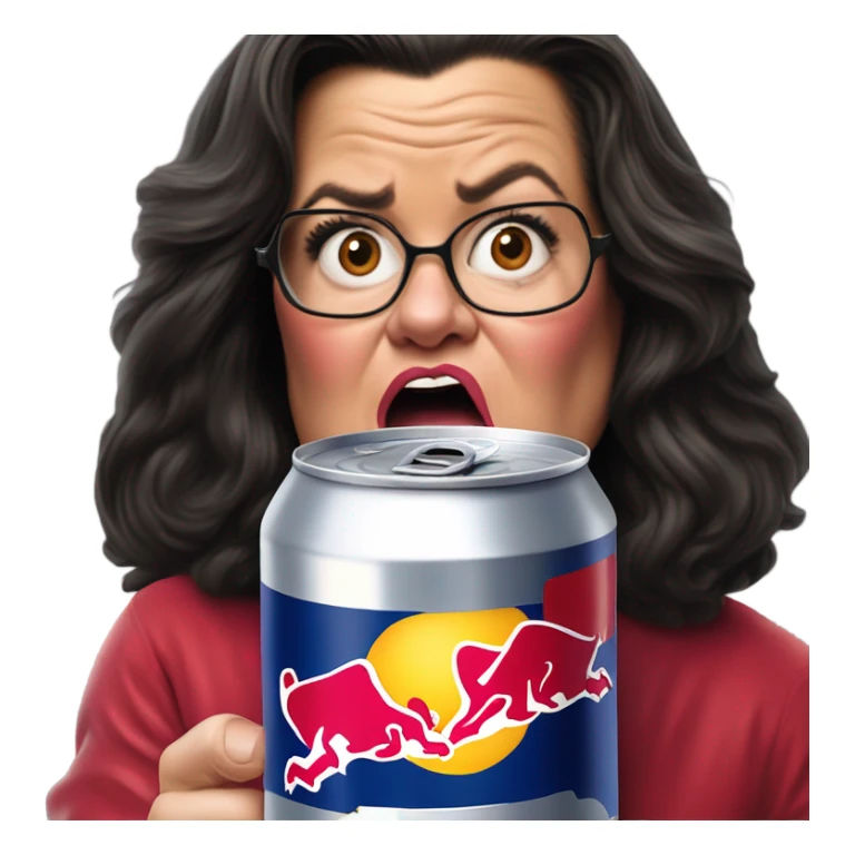 Photo realistic, Rosie O’Donnell drinking Red Bull sticker
