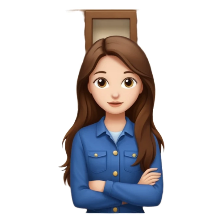 beautiful girl with long brown hair constructing new kitchen cabinets sticker